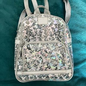 DISNEY PARKS holographic mickey clear Loungefly backpack